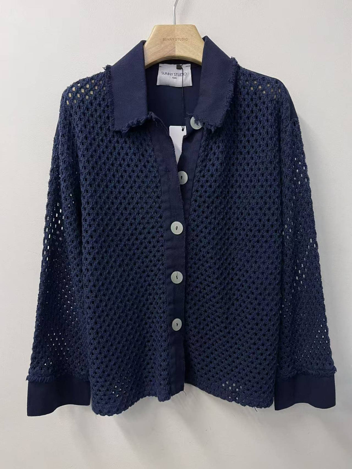 Veste crochet col chemise