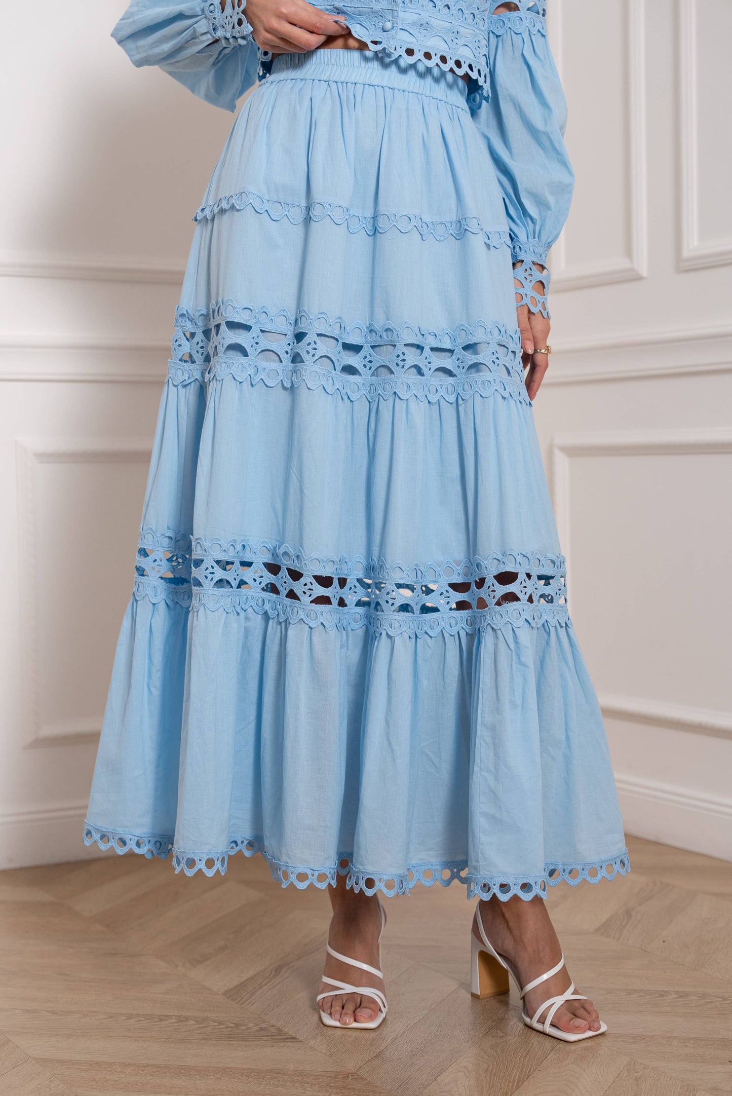 Jupe longue Ellie en coton ajouré - 81015#