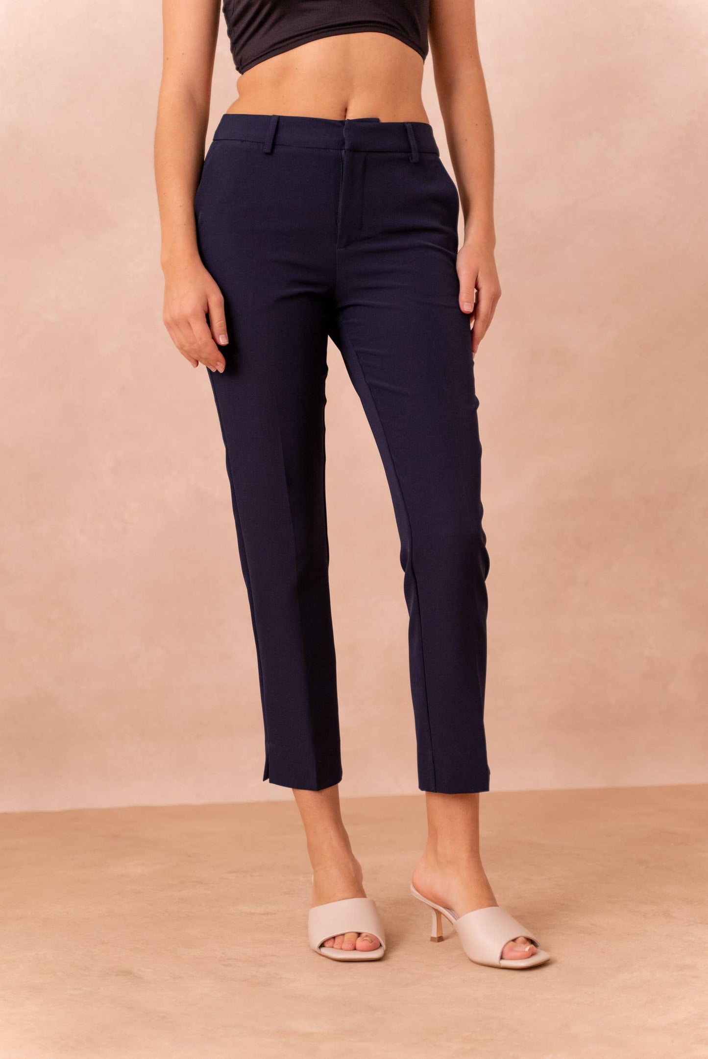 [Signature] Pantalon taille haute coupe cigarette : Noir