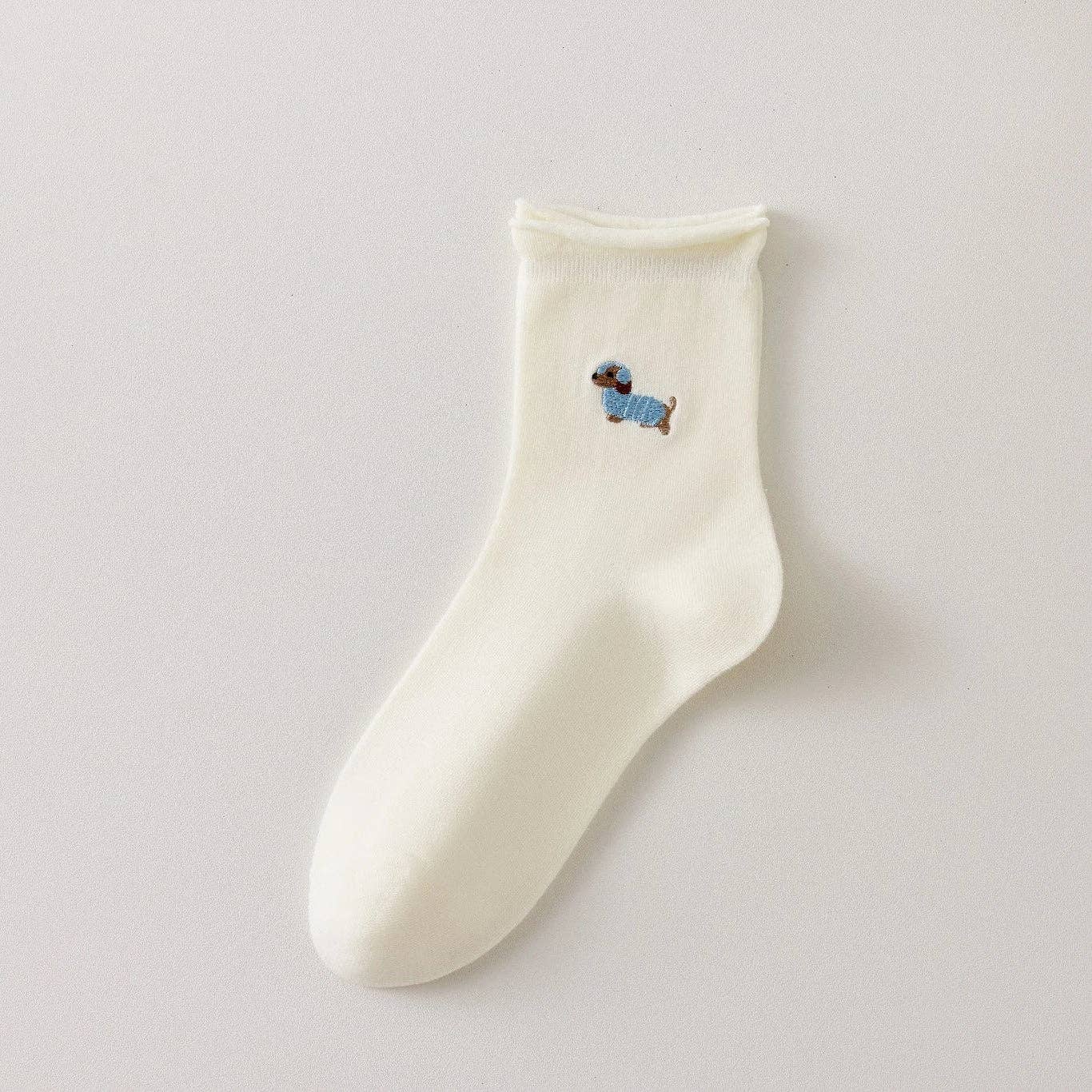 Chaussettes Blanches Petit Chien & Chat Femme I 35-41