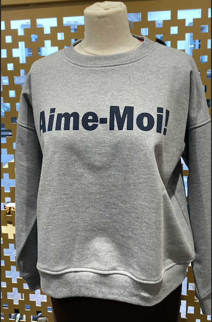 Sweat coton gris AIME MOI