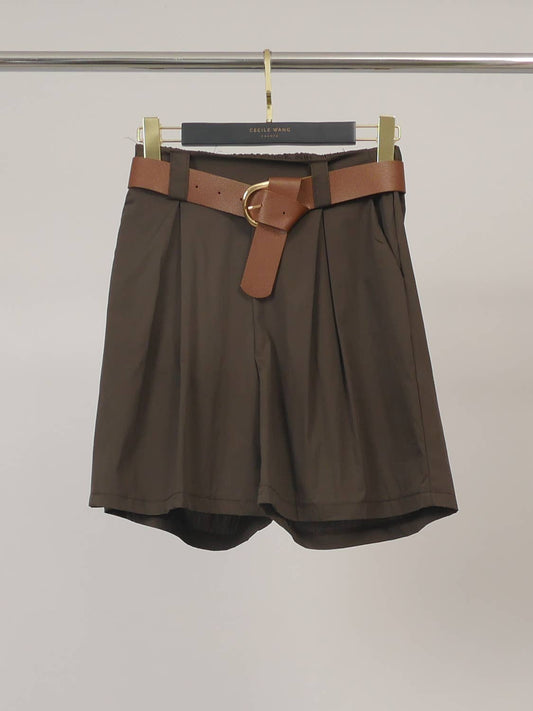 Short large en coton à ceinture bouclée TDM55525-3
