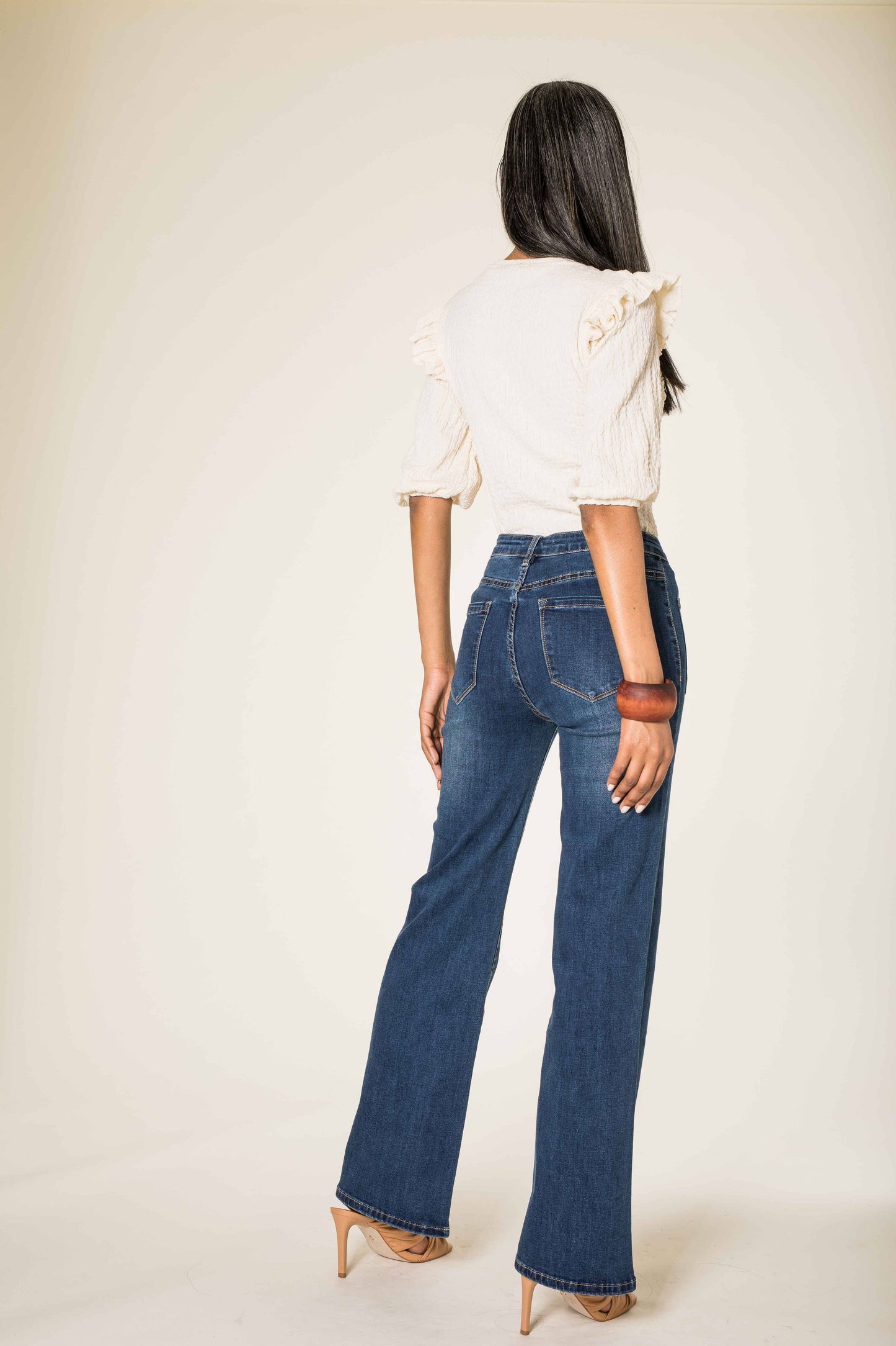 Back to school Jean Flare large taille haute stretch P139