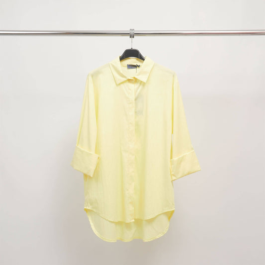 Chemise à patte invisible coupe droite – Jaune C
