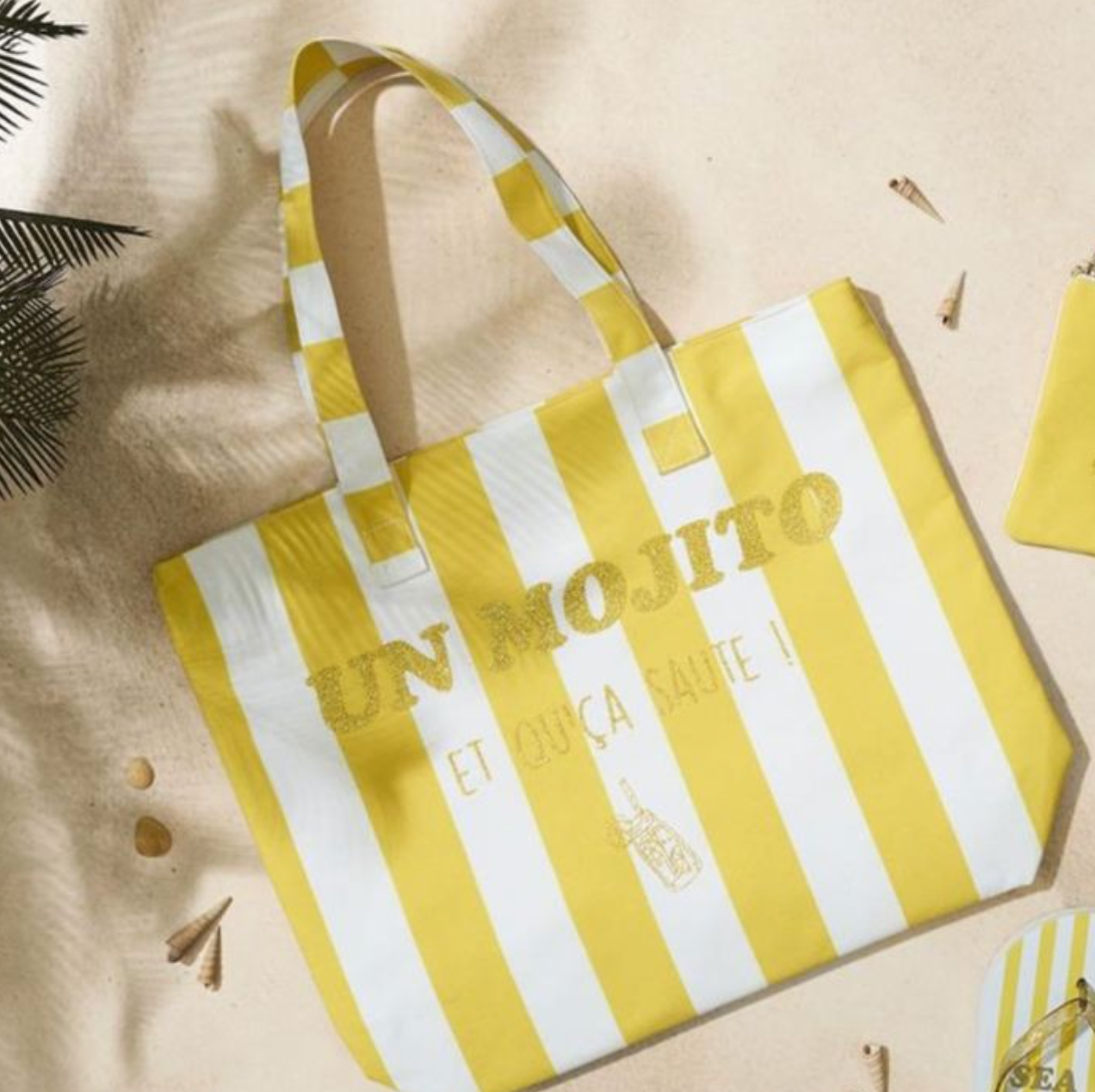 Sac rayé Jaune Un mojito et que ça saute marque les vilaines