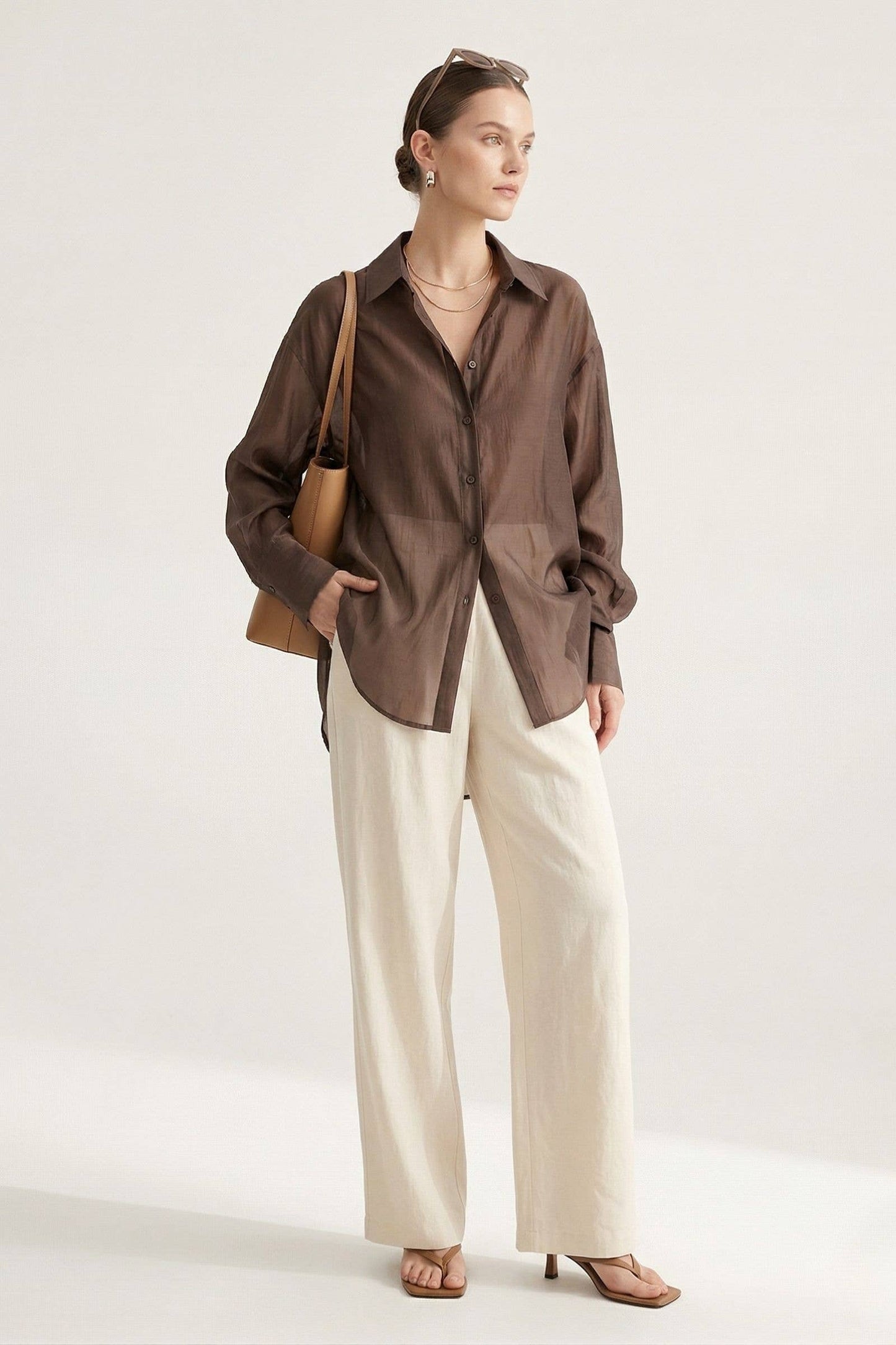 Chemise lyocell transparent oversize