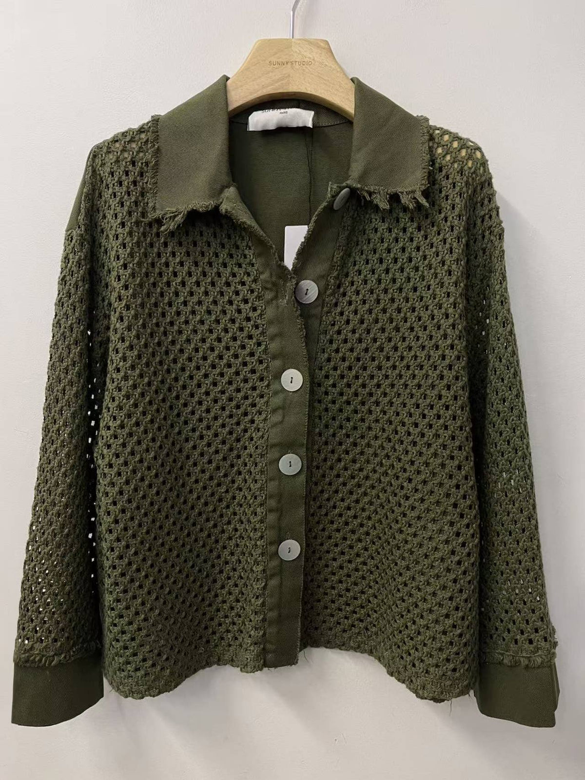 Veste crochet col chemise