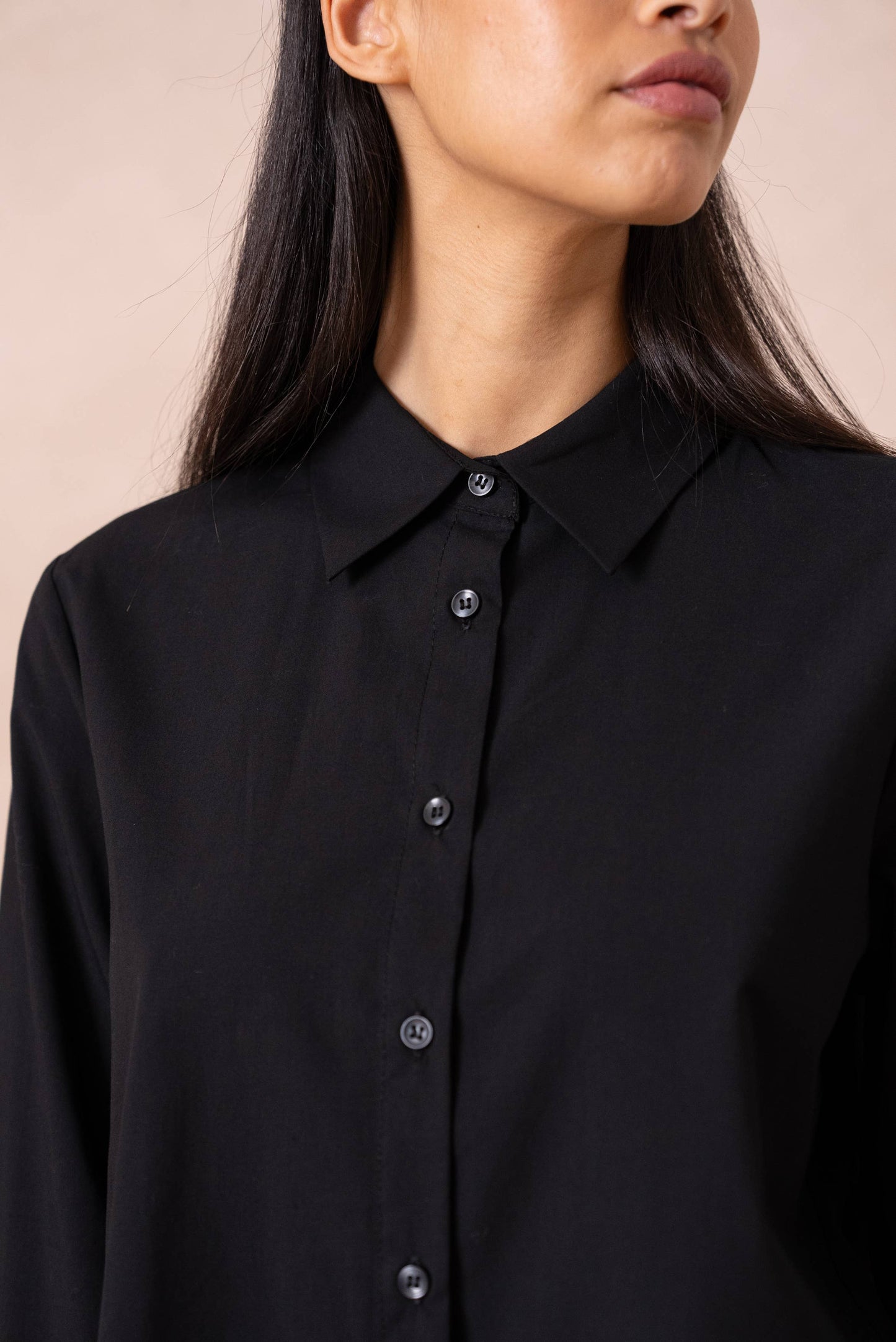 Chemise coton unie avec col à revers: Blanc