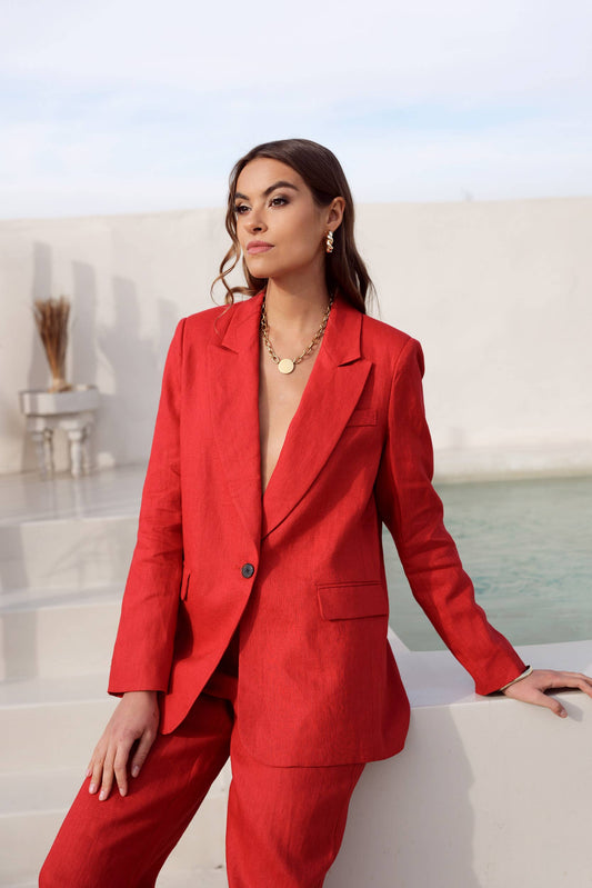 [Linen] Veste blazer coupe droite en lin qualité supérieure