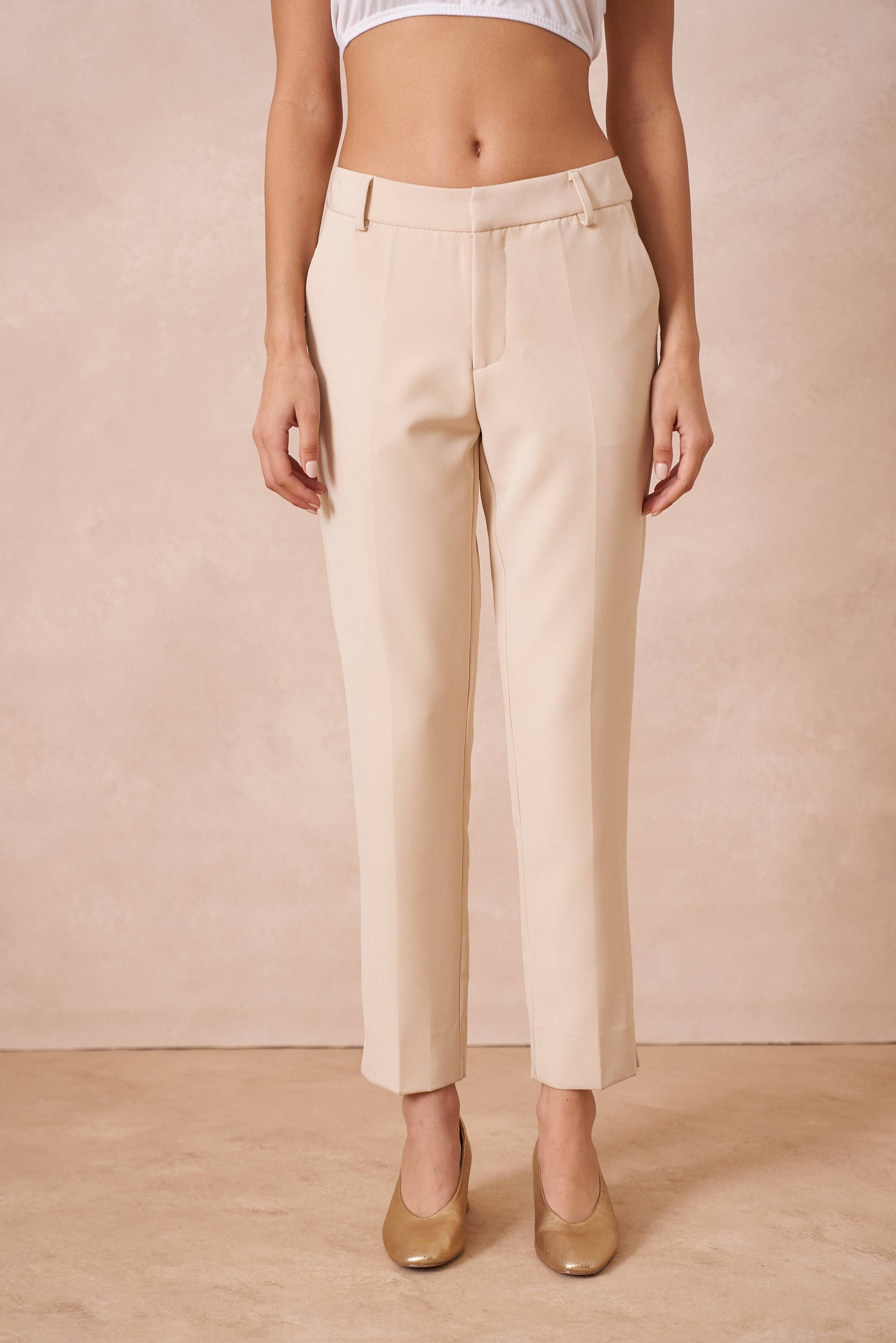 [Timeless] Pantalon cigarette taille haute: Beige / Sx1 Mx1 Lx1 XLx1