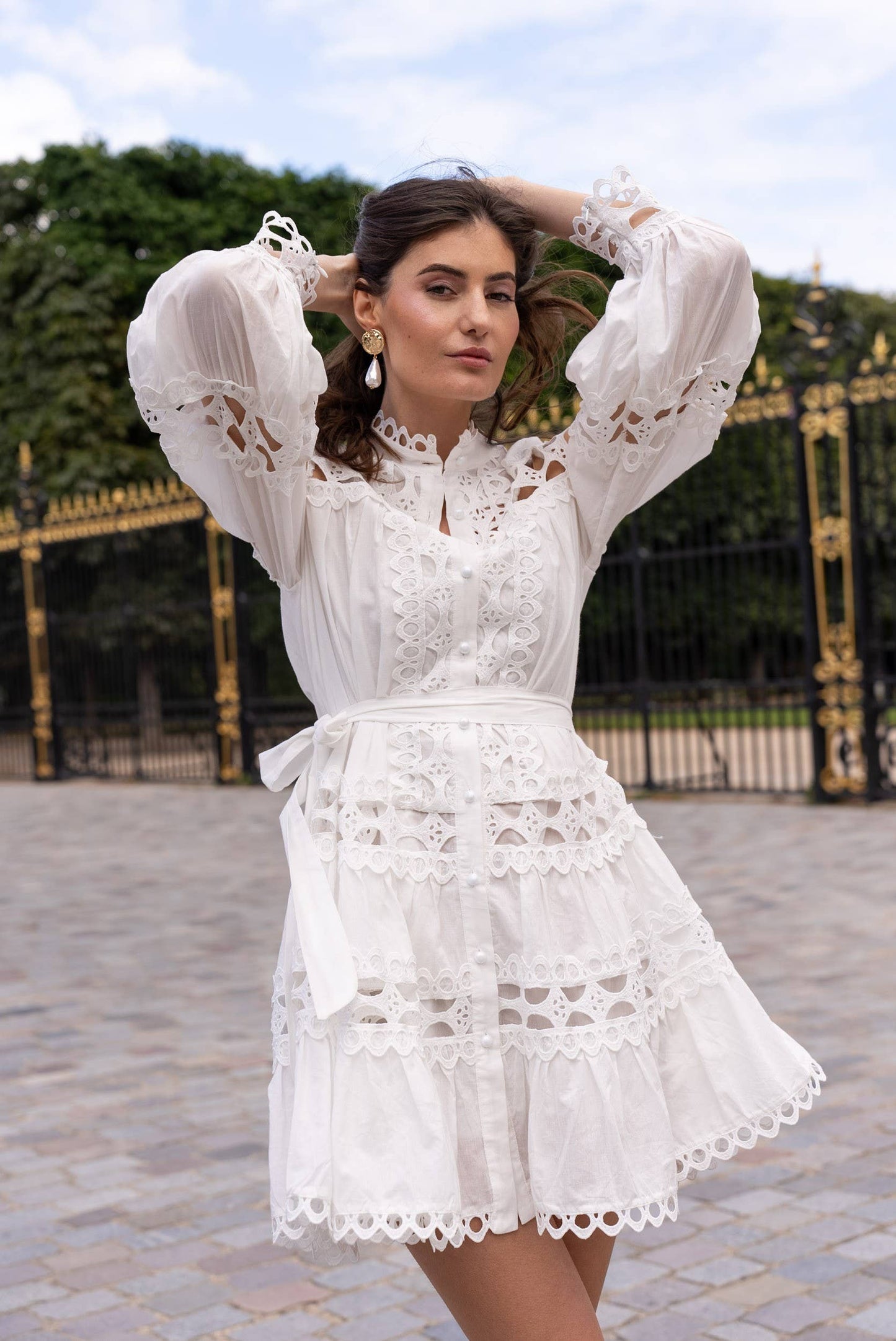 Robe courte Ellie en coton ajouré - 81033