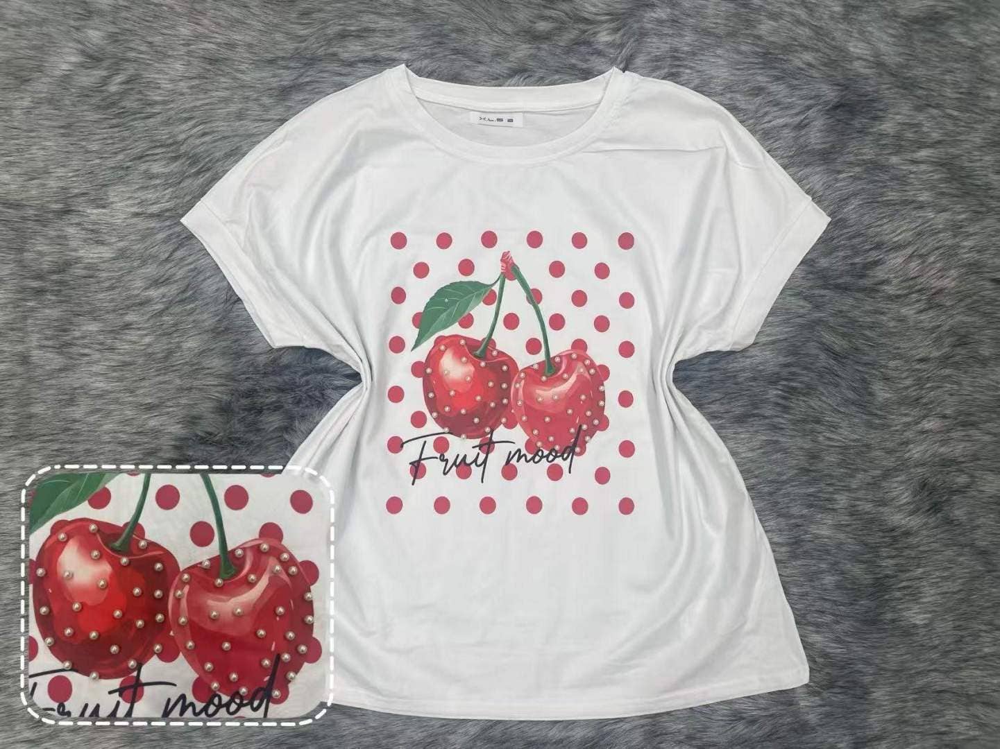 T Shirt Coton Imprimé -CHERRY -JG158