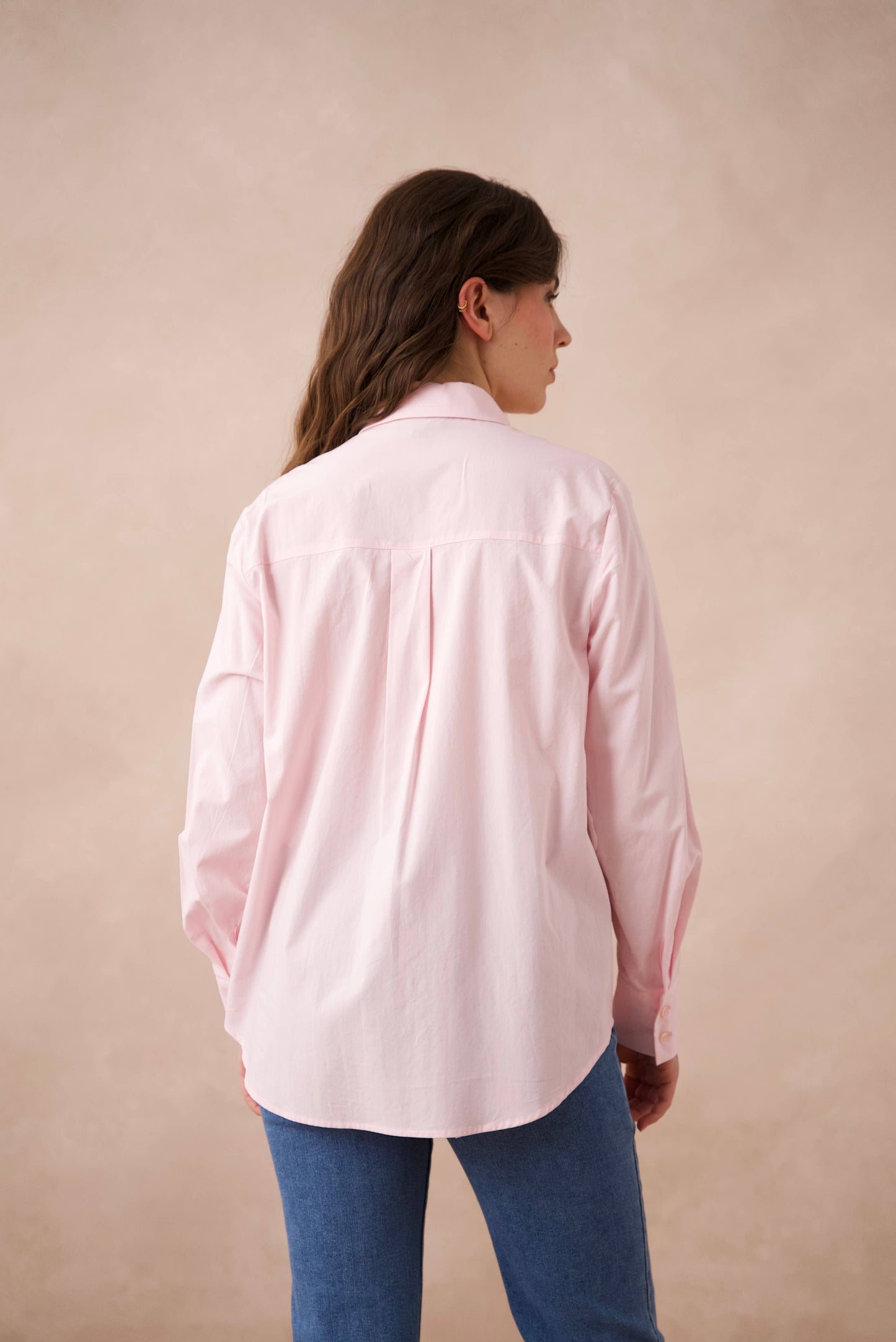 Chemise coton unie avec col à revers: Blanc