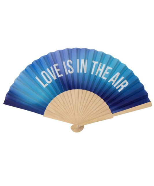 Eventail Love is in the air bleu