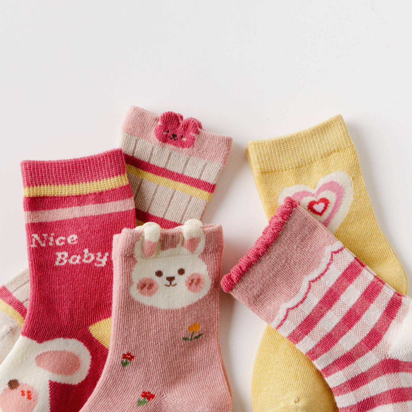 Lot de 5 Chaussettes Lapin Rose I Bébé et Enfant