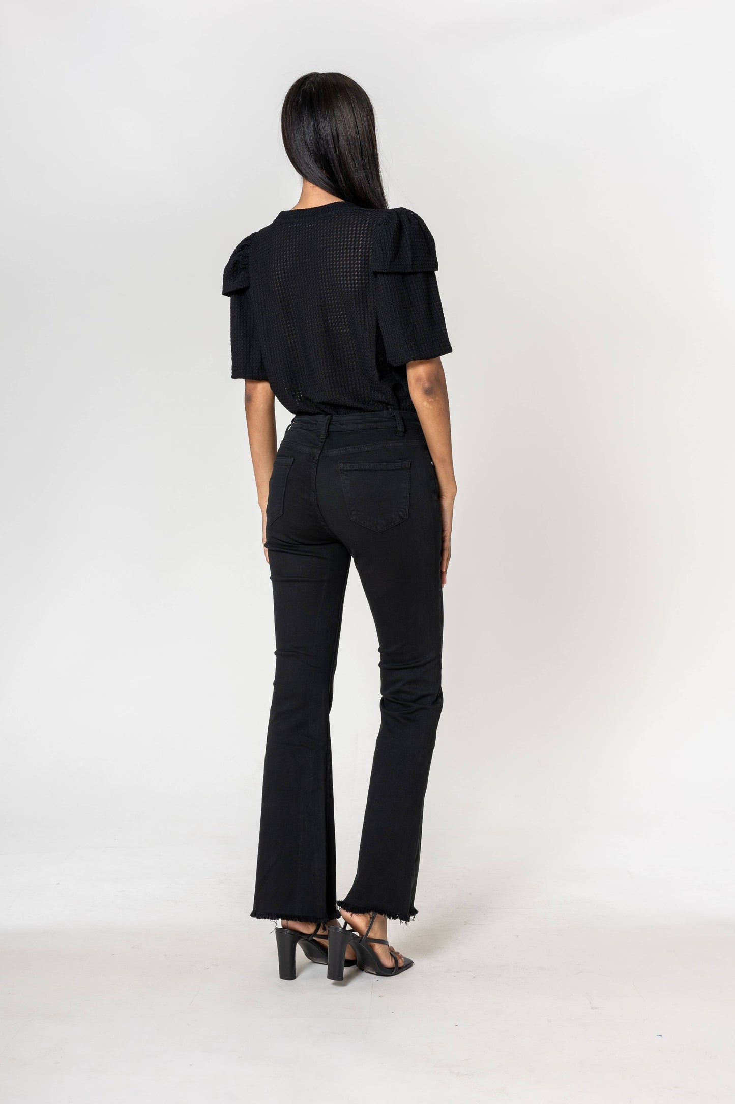 Pantalon Nina Carter bootcut effiloché en bas de jambe Noir