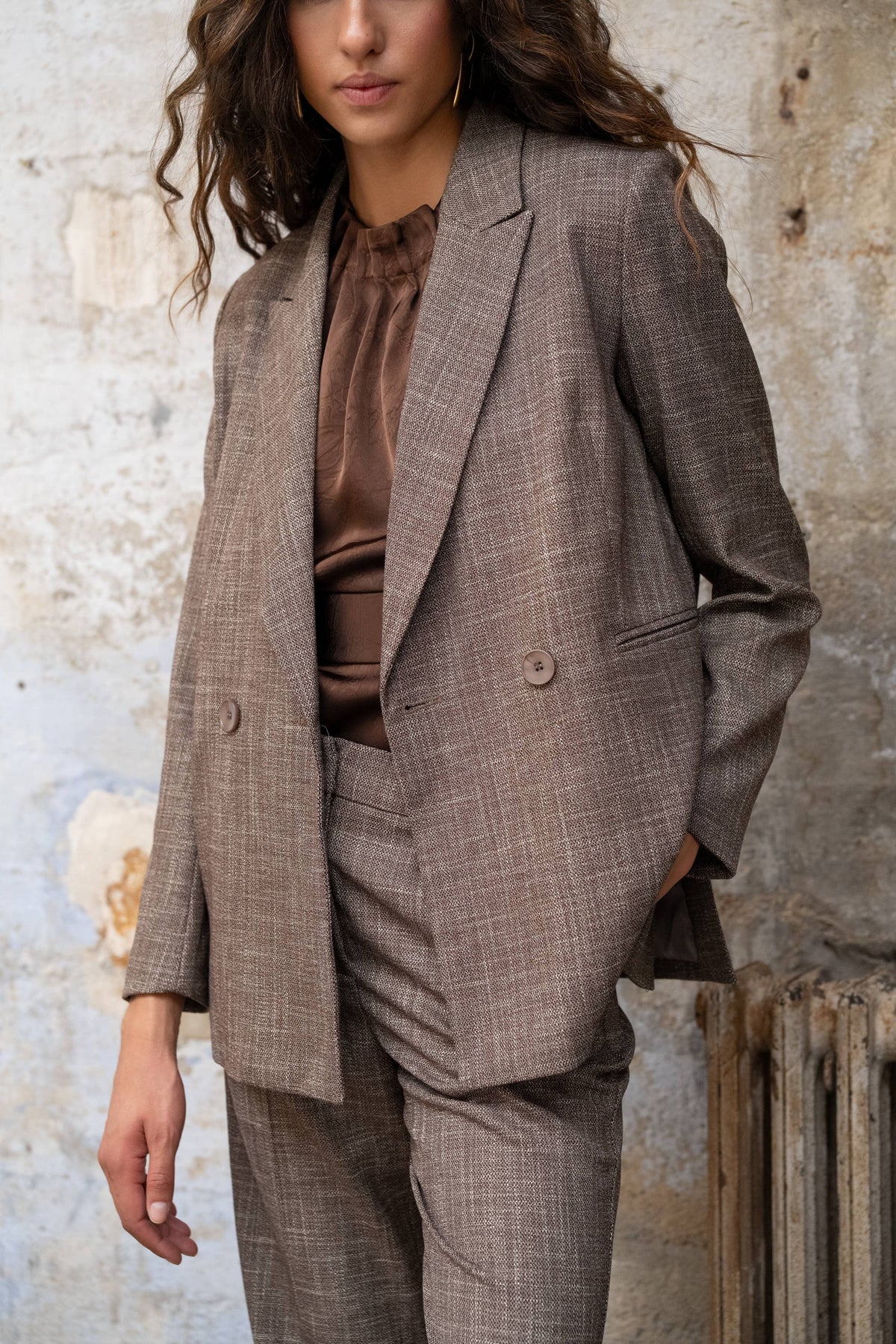 Blazer long à coupe croisée V371