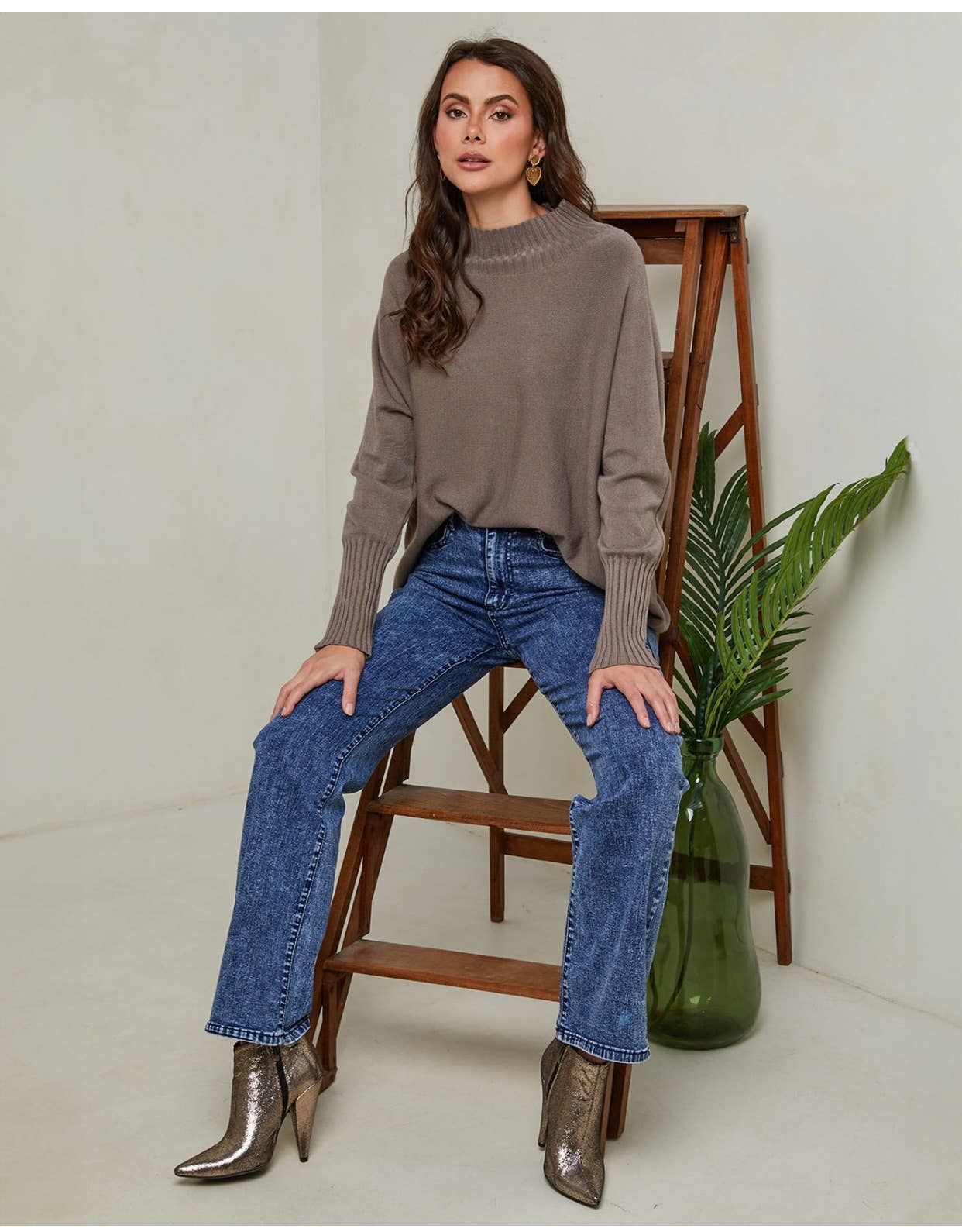 Pull col montant Ecru