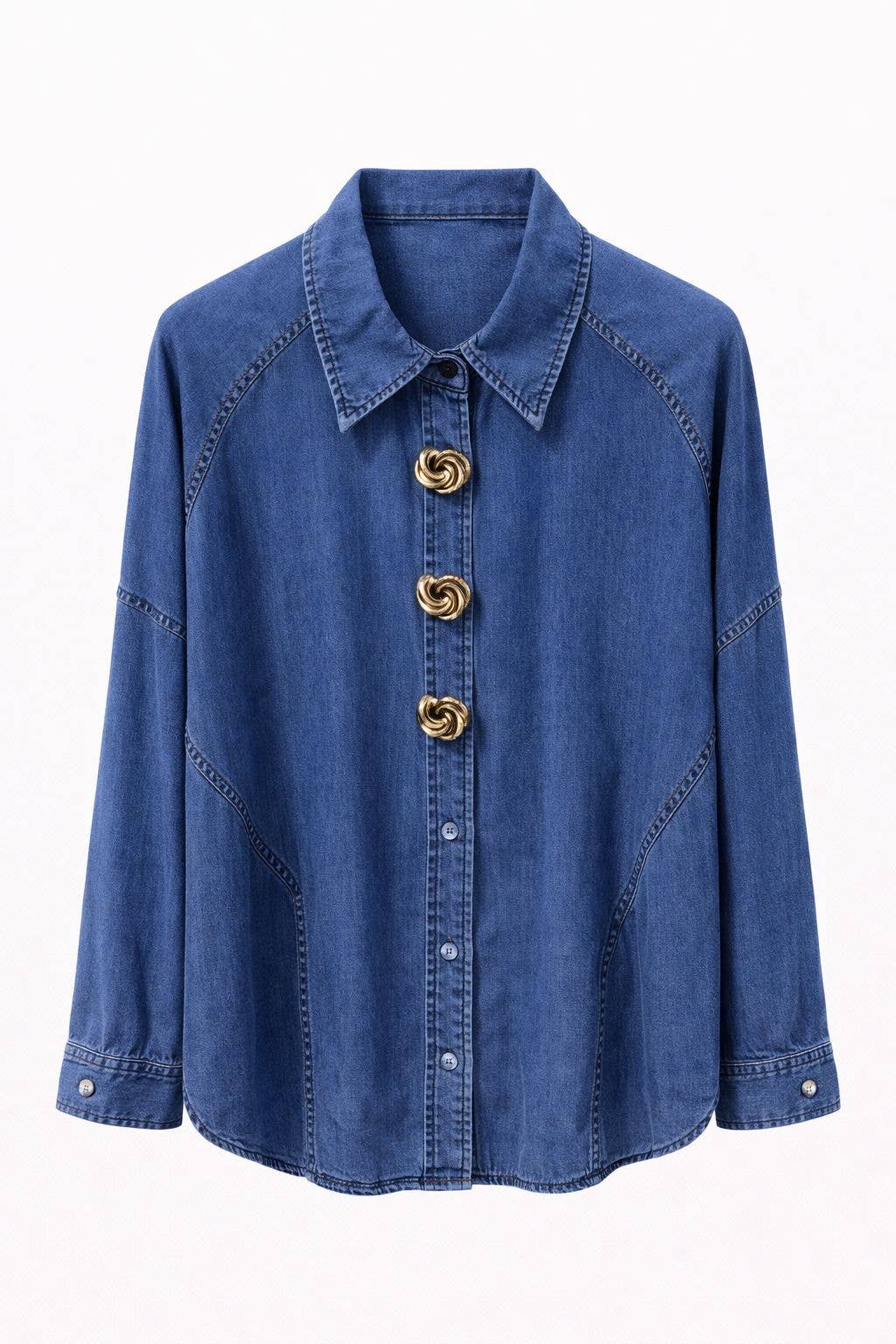 Chemise en denim souple : Jean Foncé