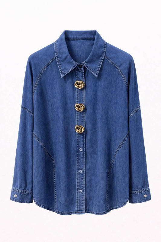 Chemise en denim souple : Jean Foncé