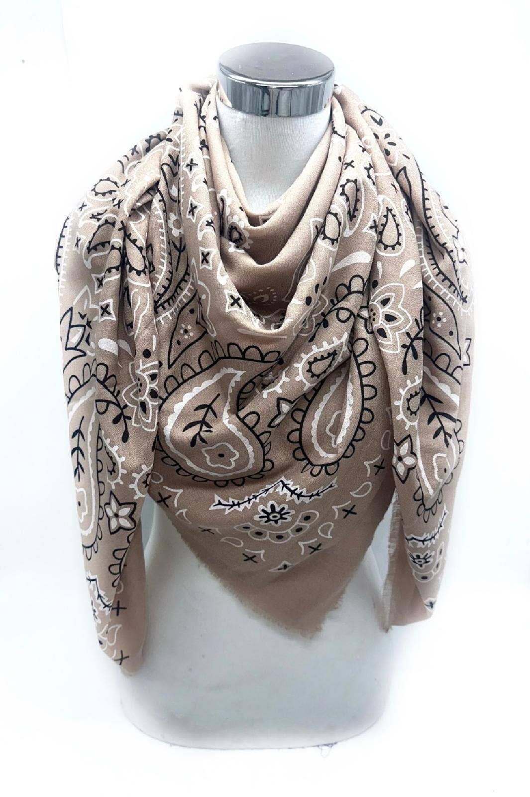 Foulard motif bandana - Matière fine: Beige