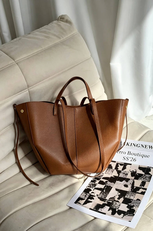 Grand sac cabas en cuir véritable