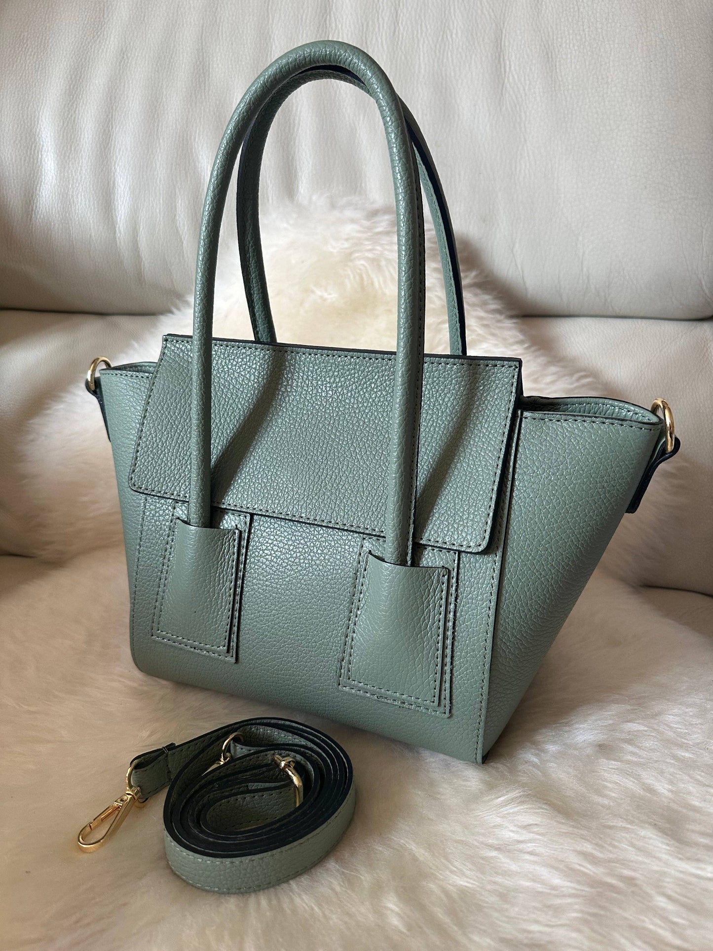 ANGELINA - Sac en cuir véritable: Bleu ciel