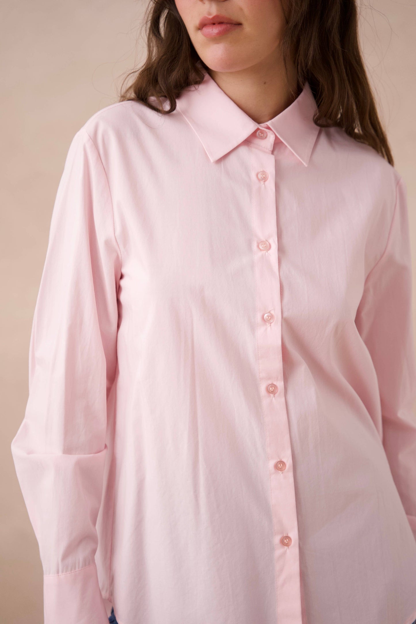 Chemise coton unie avec col à revers: Blanc