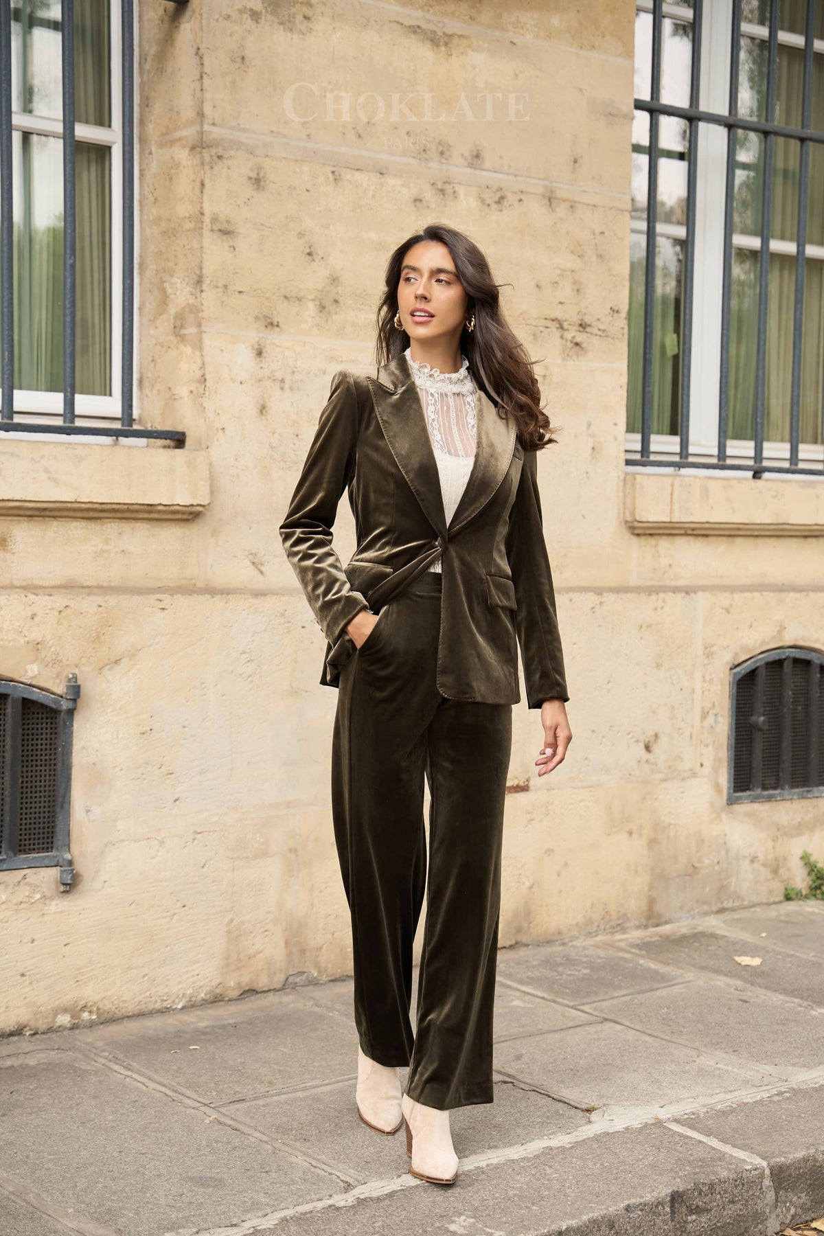 Ensemble velours blazer & pantalon Ganny - V26115 & P2228