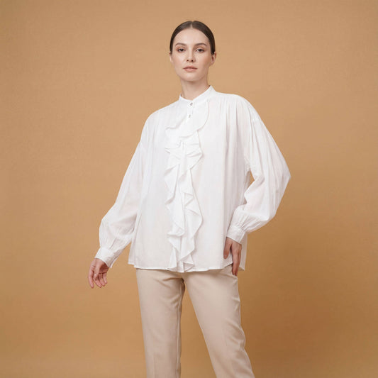 Chemise à volants col officier – DB14953