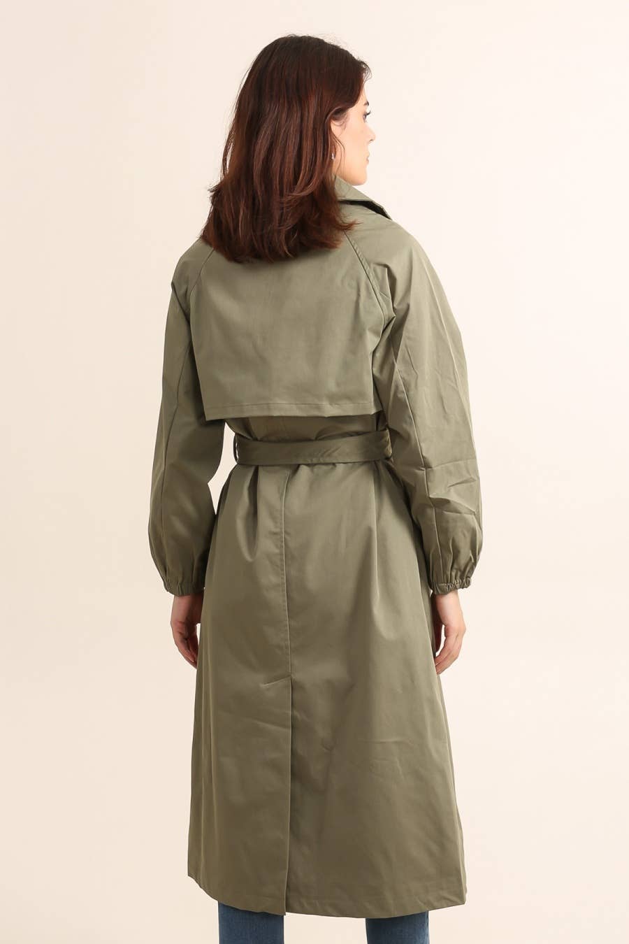 Trench coat long avec ceinture : Kaki