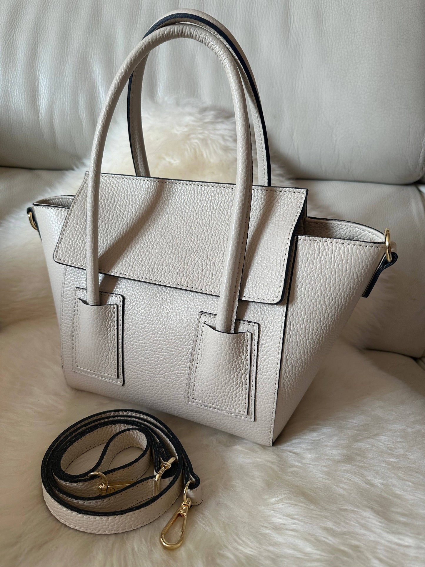 ANGELINA - Sac en cuir véritable: Cognac (cuir)