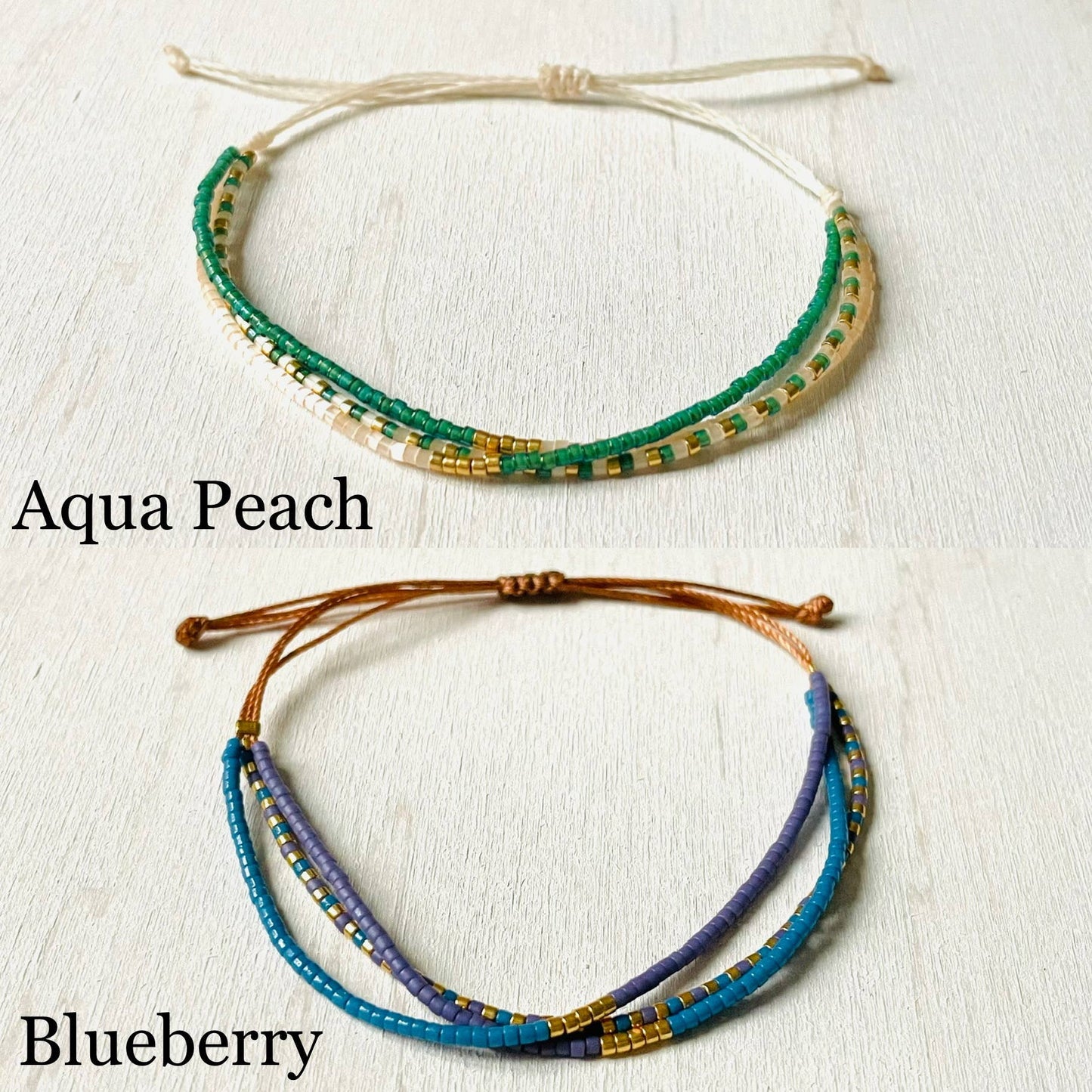 Bracelet Perle Miyuki Réglable en nylon, rocaille: Blush Picasso