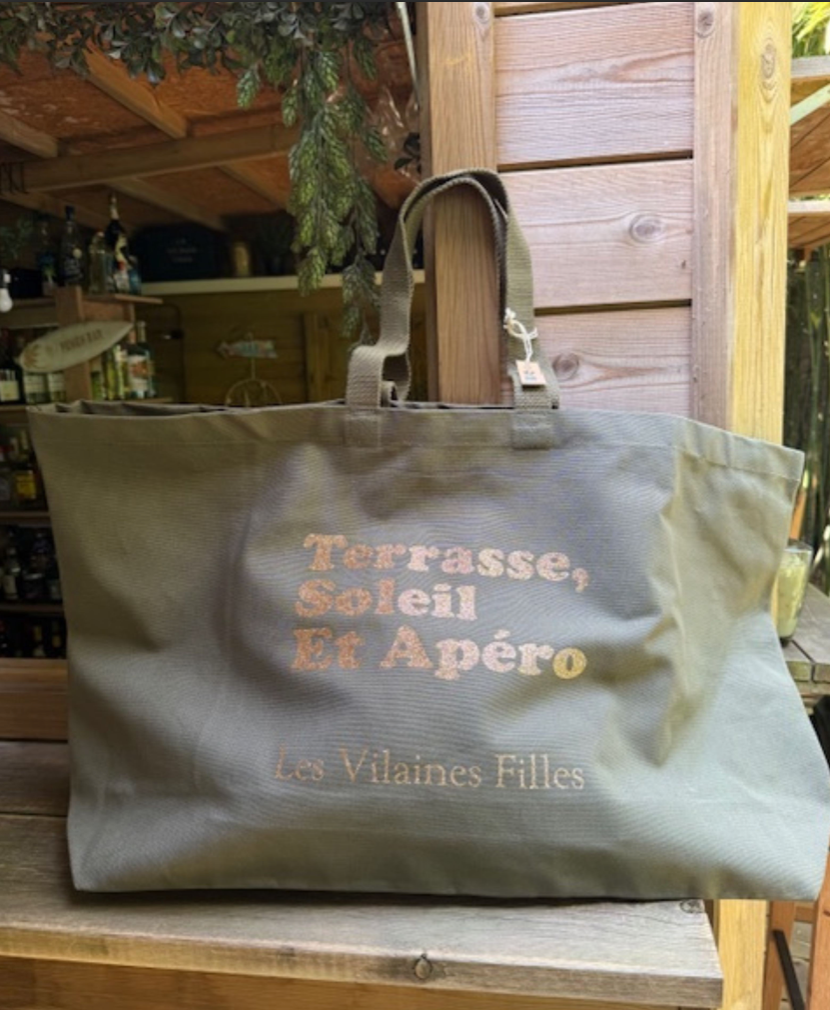 Sac XXL en coton Terrasse, soleil, Apéro coloris Kaki