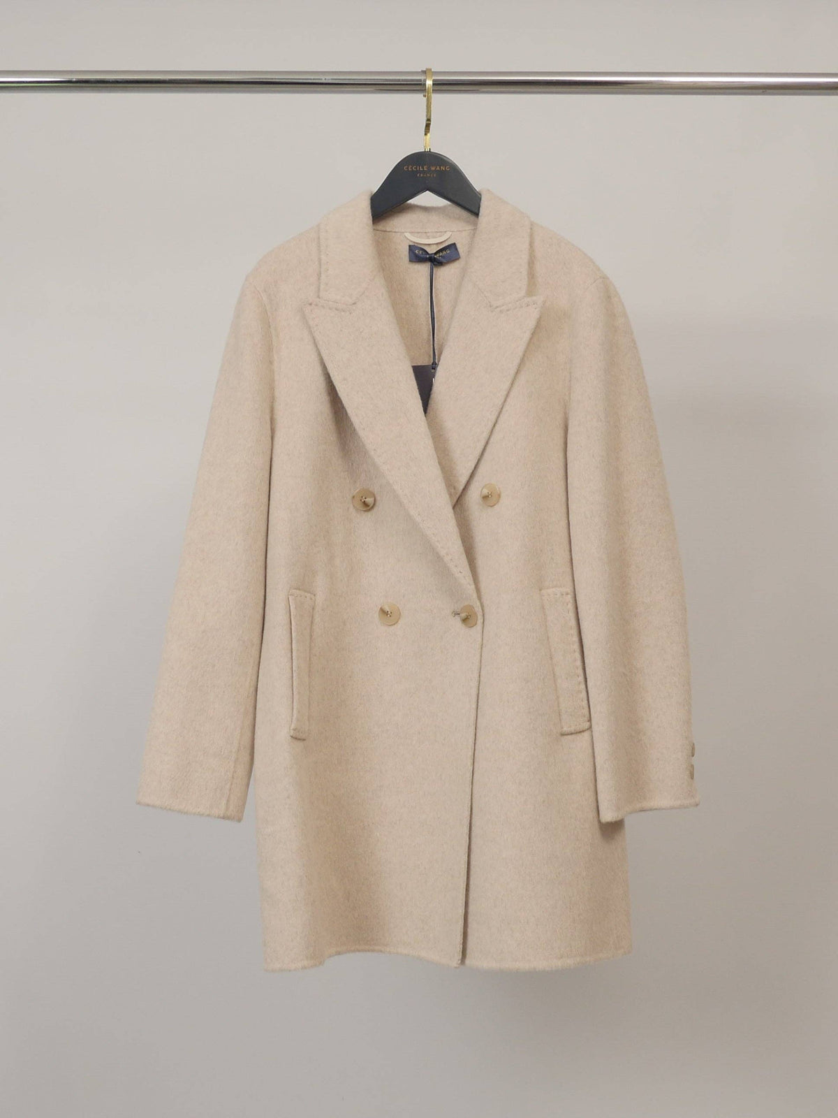 Manteau mi-long en laine à double boutonnage – DSY268855