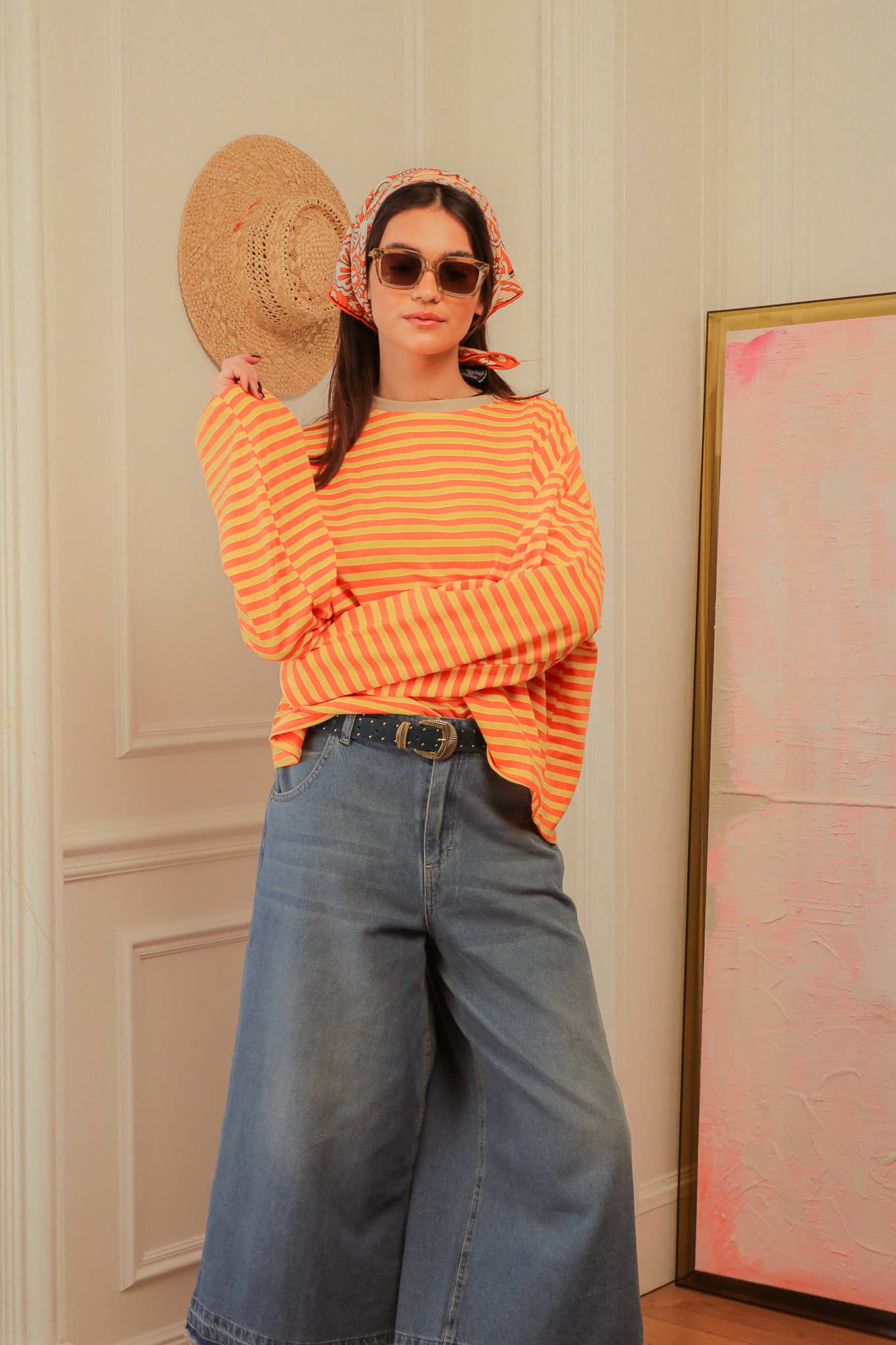 Top oversize ray: Rouge/rose