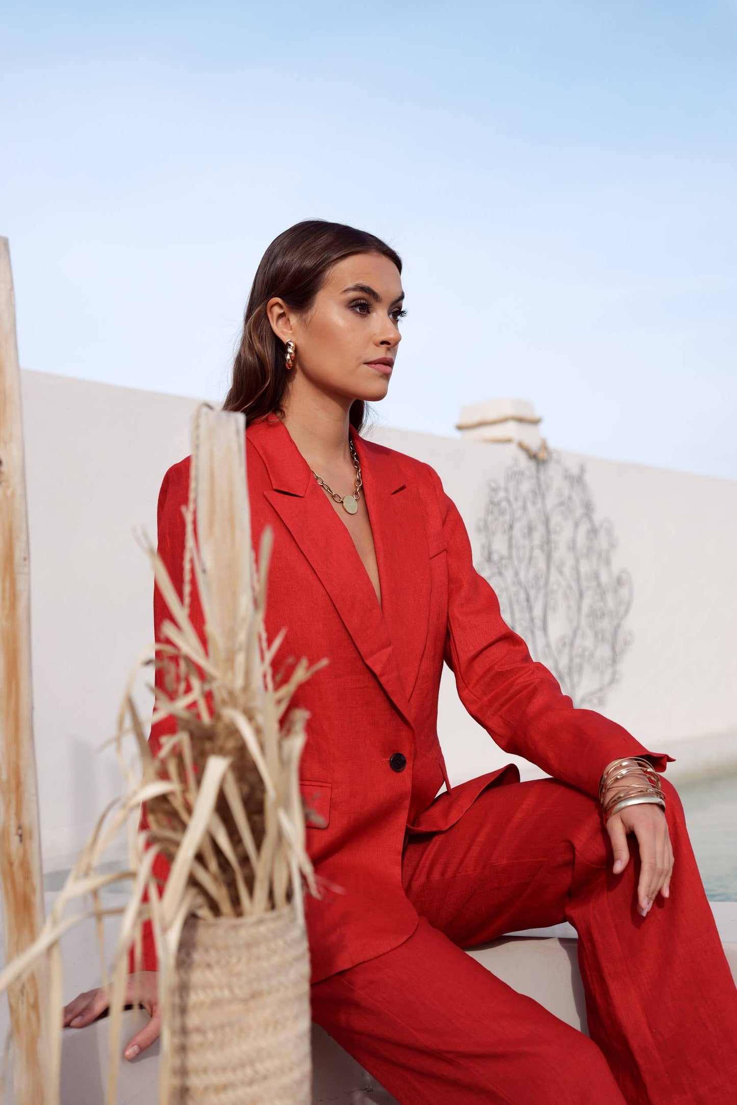 [Linen] Veste blazer coupe droite en lin qualité supérieure