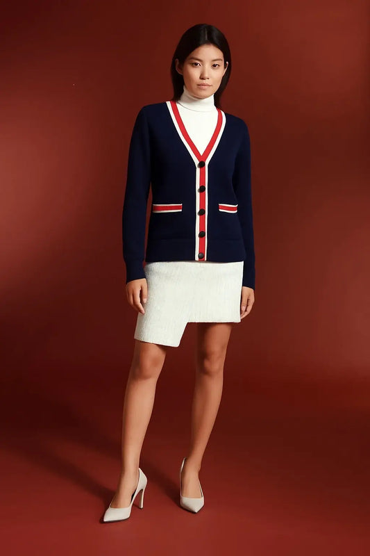 Cardigan à bords contrastés