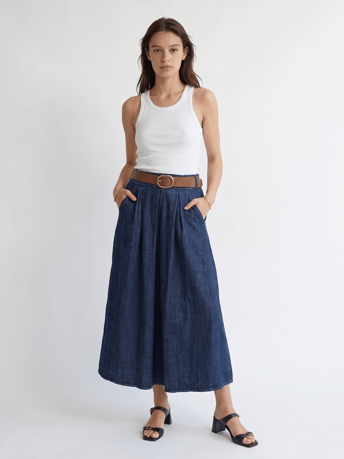 Jupe en jean à ceinture amovible – THS52123J