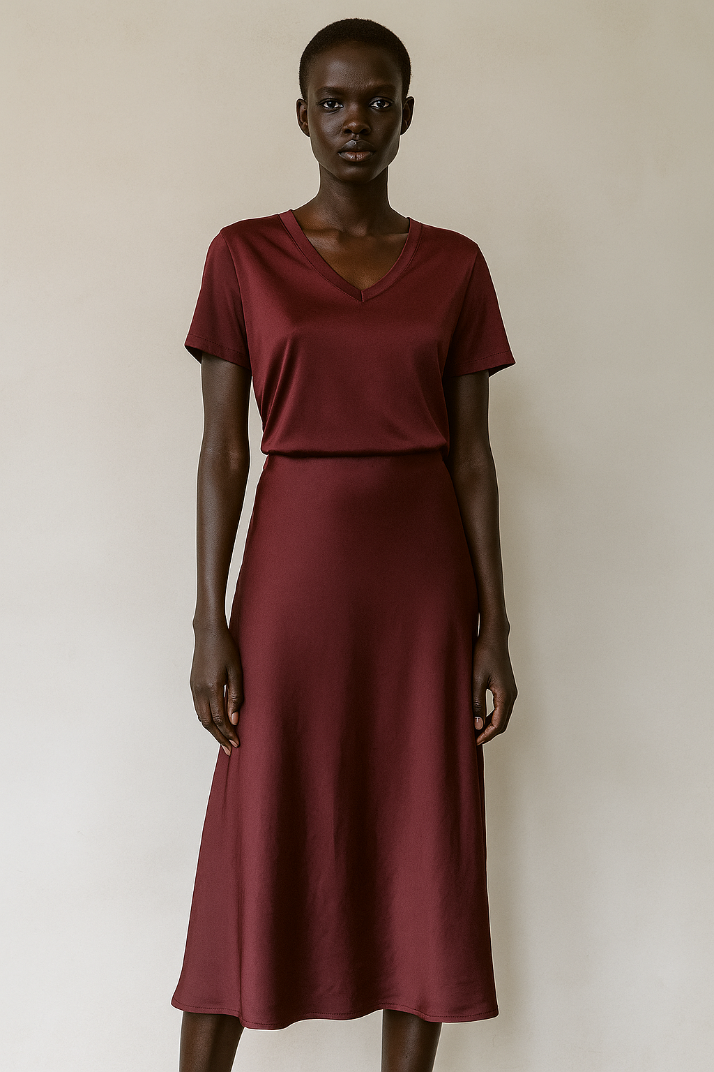 Jupe longue évasée avec taille élastique