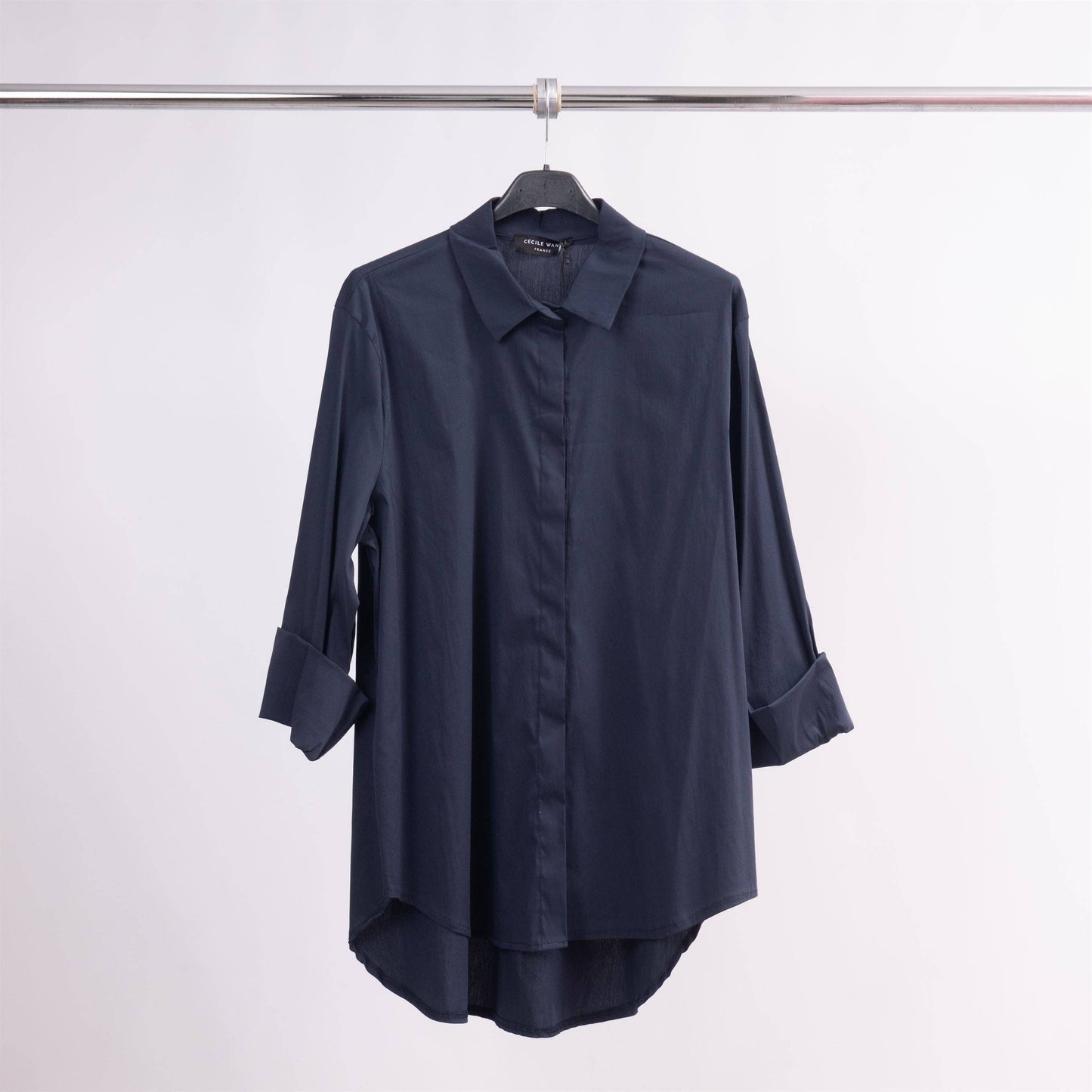Chemise à patte invisible coupe droite – 12550320: Noir