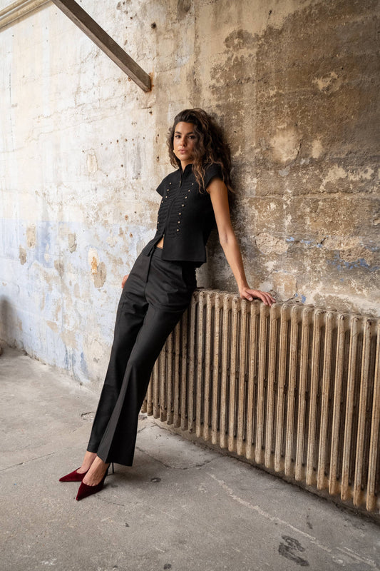 Pantalon droit chiné P999
