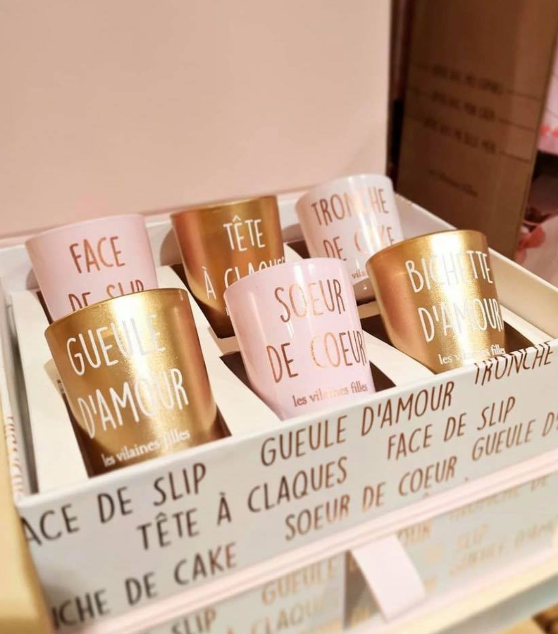 Coffret de 6 bougies "mots doux"