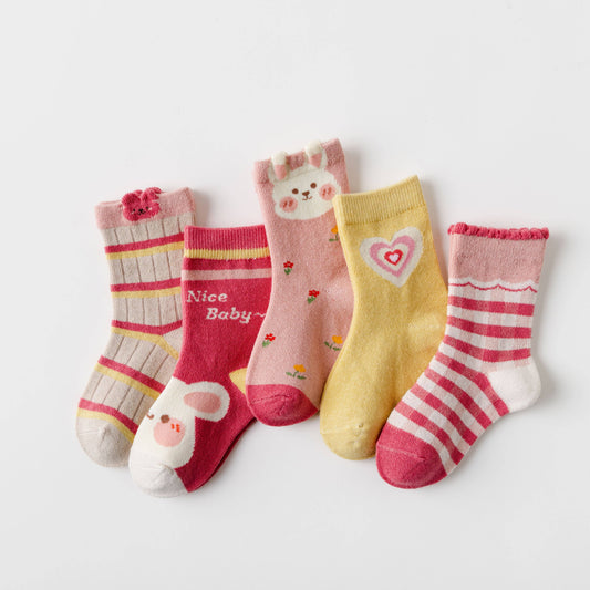 Lot de 5 Chaussettes Lapin Rose I Bébé et Enfant