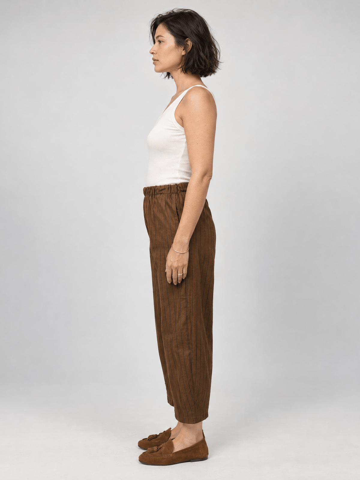 Pantalon ample à rayures verticales et taille élastique – THS67625BE2