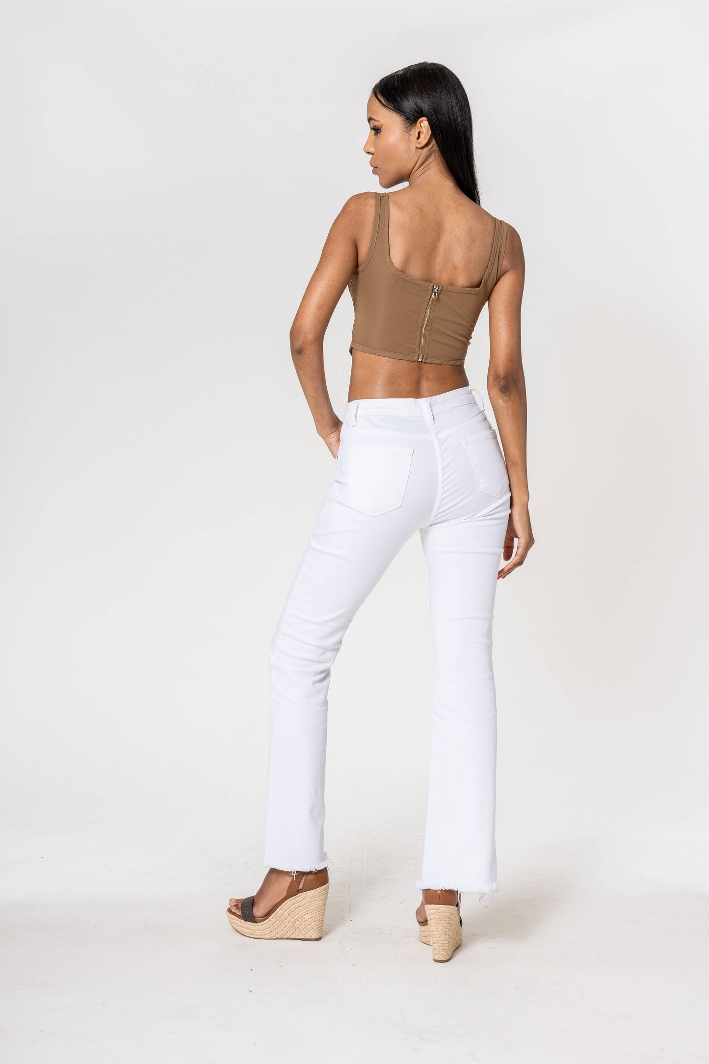 Pantalon Nina Carter bootcut effiloché en bas de jambe Noir