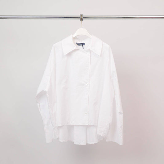Chemise en coton à boutonnage asymétrique – DB14916: Blanc