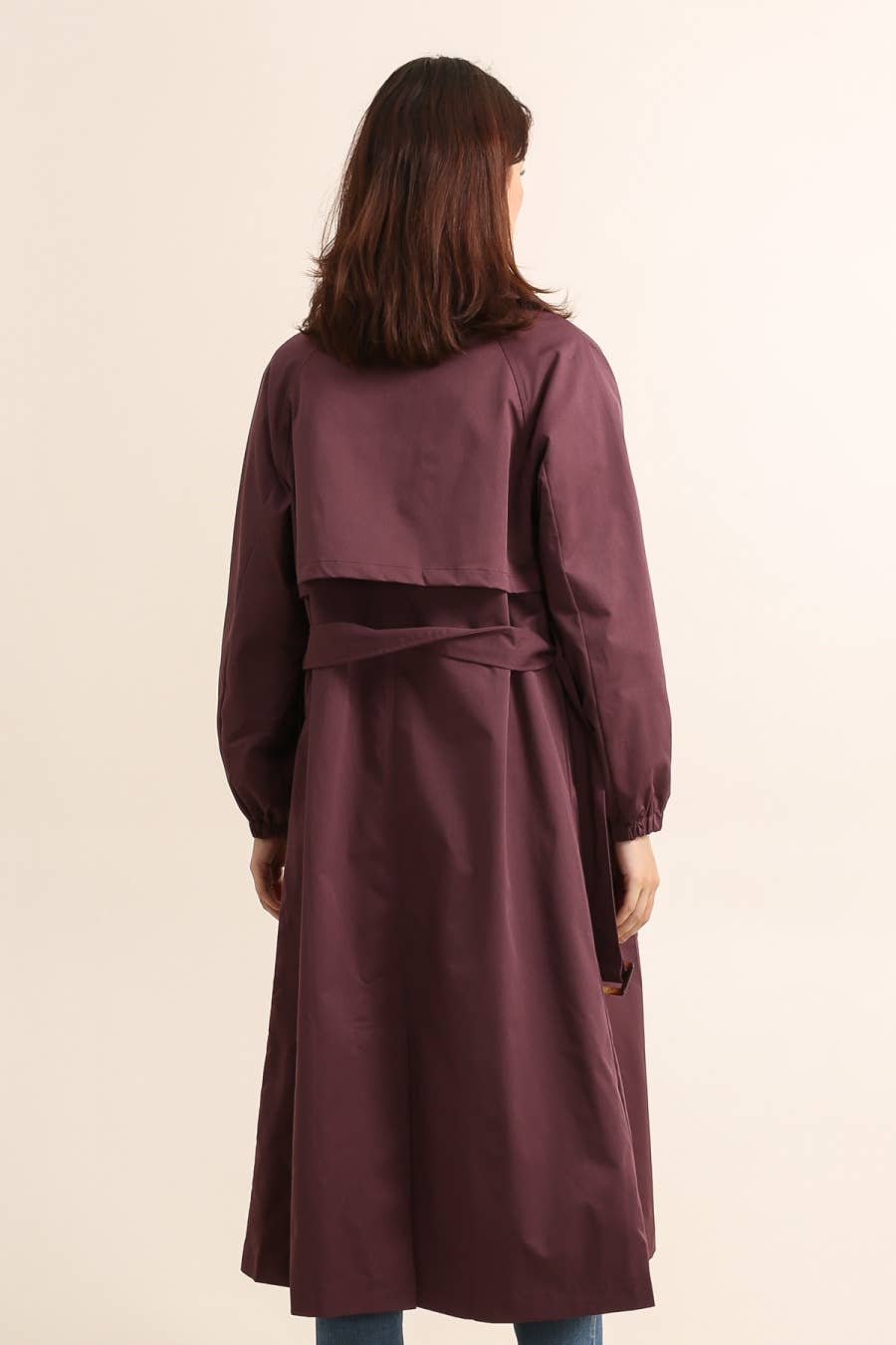 Trench coat long avec ceinture : Prune