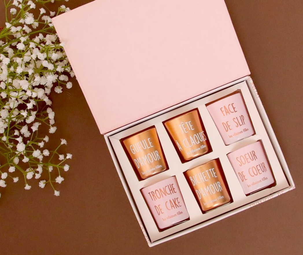Coffret de 6 bougies "mots doux"