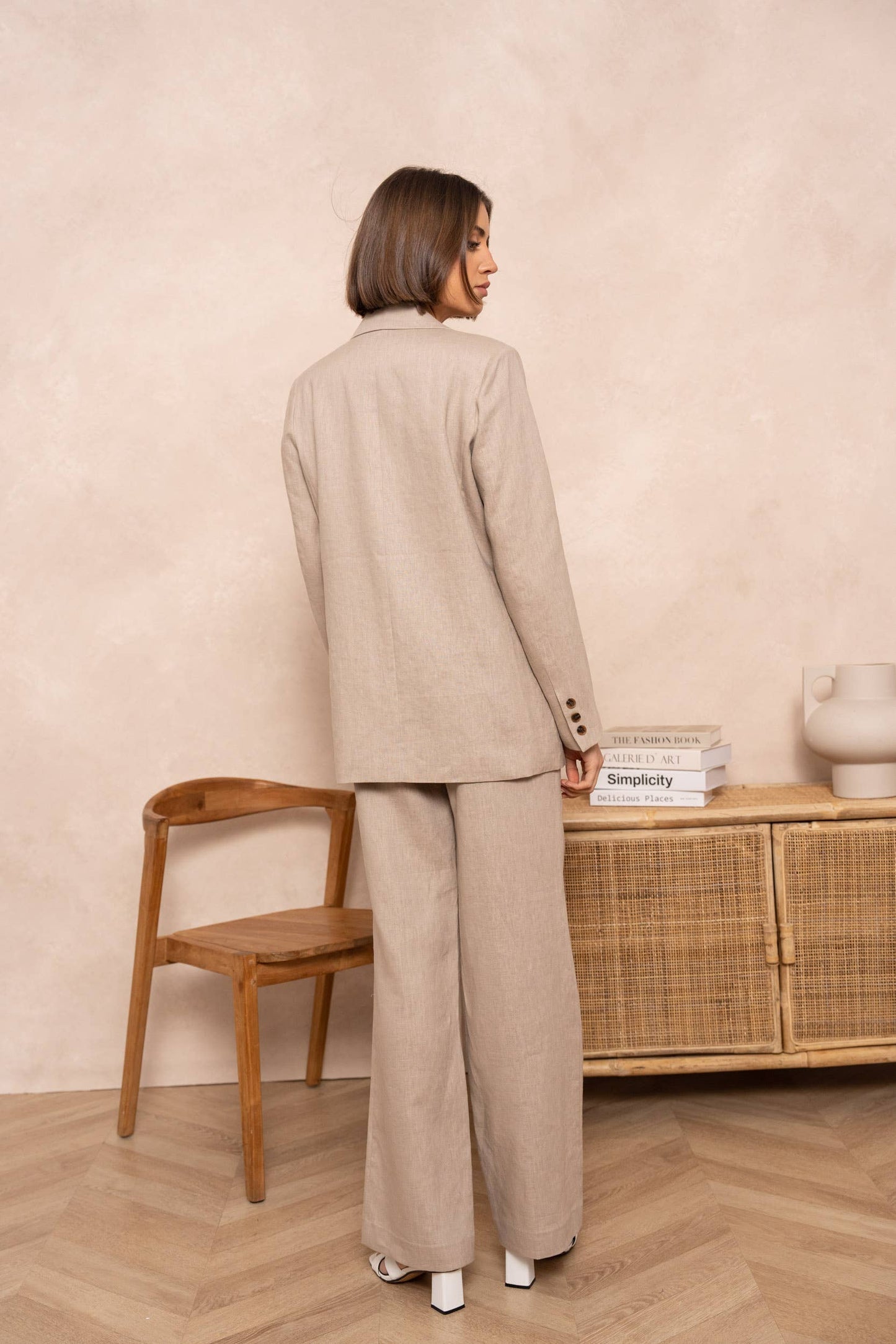 [Linen] Veste blazer coupe droite en lin qualité supérieure